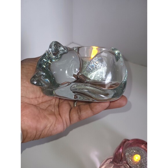 Glass Bunny & Sleeping Cat Votive Candle Holders - Picture 4 of 12